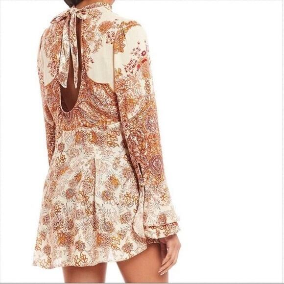 Free People Lady Luck Floral Hippie Boho Tunic Mini Dress XS - Picture 3 of 8